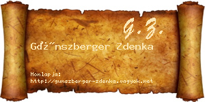 Günszberger Zdenka névjegykártya